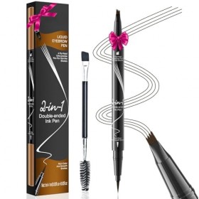Crayon à Sourcil Magique 3D, Microblading Crayon à Sourcils avec 4 Pointes Fourchues, Crayon Sourcil Liquide Longue Durée Wat
