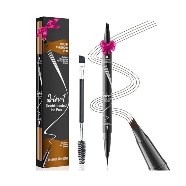 Crayon à Sourcil Magique 3D, Microblading Crayon à Sourcils avec 4 Pointes Fourchues, Crayon Sourcil Liquide Longue Durée Wat