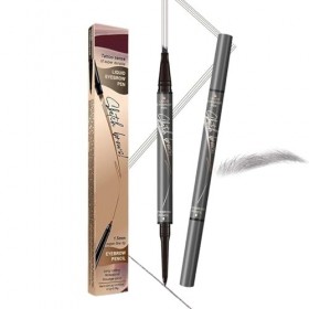 Crayon à sourcils magique 2 en 1 à 4 pointes - Microblading 3D - Étanche et résistant aux taches - Durable et naturel gris f