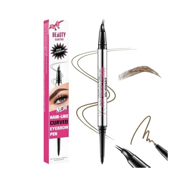 Crayon à sourcils incurvé, crayon à sourcils double embout avec pointe en forme de fourche pour femmes, permet de créer sans
