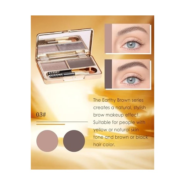 Eyebrow Powder Kit Waterproof,2 Couleurs Eyebrow Powder Palette,à Sourcils Longue Tenue Sourcil Maquillage Poudre Palette a S