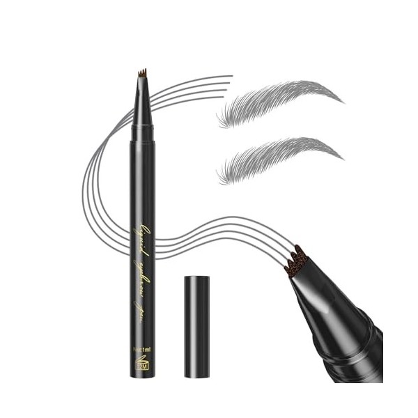 GL-Turelifes Eyebrow Pencil Microblading Pen Liquid Eyebrow Pen Micro 4 Tip Brow Pen Long Lasting Waterproof & Smudge Natural