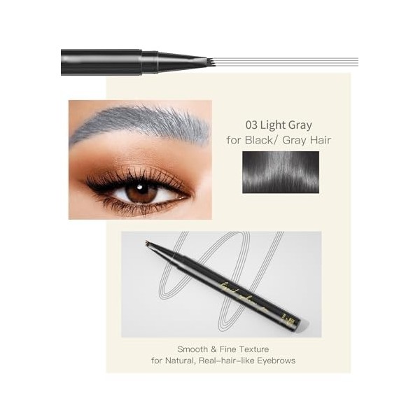 GL-Turelifes Eyebrow Pencil Microblading Pen Liquid Eyebrow Pen Micro 4 Tip Brow Pen Long Lasting Waterproof & Smudge Natural