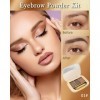Poudre à Sourcils Palette Waterproof - 3 Couleurs Kit de Maquillage pour Sourcils Marron avec Rasoir et Brosse, Couleurs Dura
