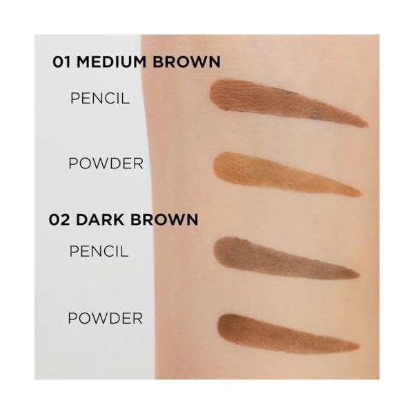 Eveline Cosmetics Kredka à Sourcils 3-en-1 avec Éponge et Brosse - Teinte 01 Moyen Brun