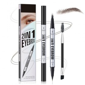Crayon à sourcils liquide 2 en 1, Stylo à sourcils double pointe, 3D Crayon à sourcils liquide longue tenue, Cosmétique pour 