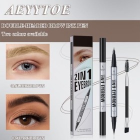 Crayon à sourcils liquide 2 en 1, Stylo à sourcils double pointe, 3D Crayon à sourcils liquide longue tenue, Cosmétique pour 