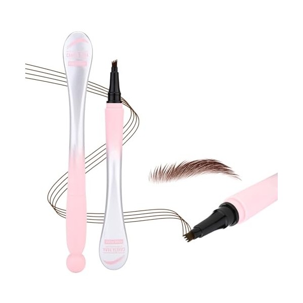Crayon Sourcil avec 4 Pointes de Fourchette, Stylo à sourcils incurvé, Crayon à Sourcils Liquide Longue Tenue pour Maquillage