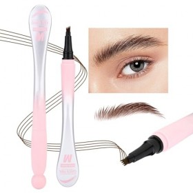 Crayon Sourcil avec 4 Pointes de Fourchette, Stylo à sourcils incurvé, Crayon à Sourcils Liquide Longue Tenue pour Maquillage