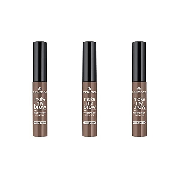 essence make me BROW eyebrow gel mascara, gel pour sourcils, 05, brun, définissant, gélifié, vegan, sans particules microplas