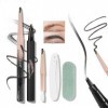 Prreal Microblading Lot de stylos à sourcils 2 en 1 à double extrémité précis avec brosse en spirale, noyau remplaçable, raso