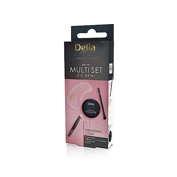 Delia Cosmetics - Multiset de sourcils - Noir - Pince à épiler - Pommade à sourcils - Pochoirs - Forme des sourcils - Garanti