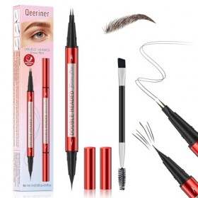 Crayon Sourcils Waterproof, Double Feutre sourcil Microblading Précision UltraFine, Effet Naturel, Longue Tenue, Brosse Inclu