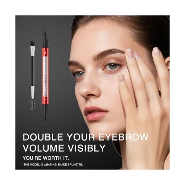 Crayon Sourcils Waterproof, Double Feutre sourcil Microblading Précision UltraFine, Effet Naturel, Longue Tenue, Brosse Inclu