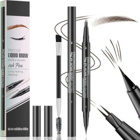 Crayon à Sourcils 3D Microblading, Crayon à Sourcils avec 2 Micro-Applicateurs et Pointe Pinceau Précise, Longue Durée Imperm...