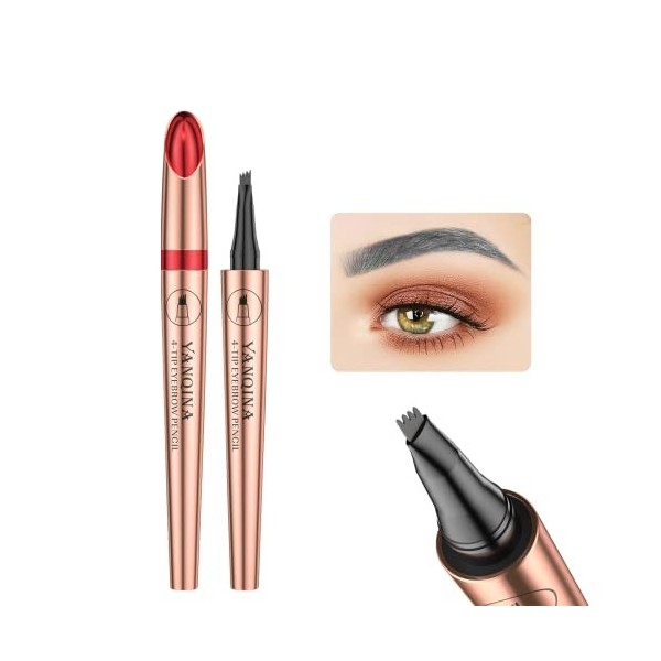 Anifer Gris Fumée Crayon à sourcils liquide microblading - Imperméable, longue tenue, naturel, pointe à quatre dents. Gris F ...