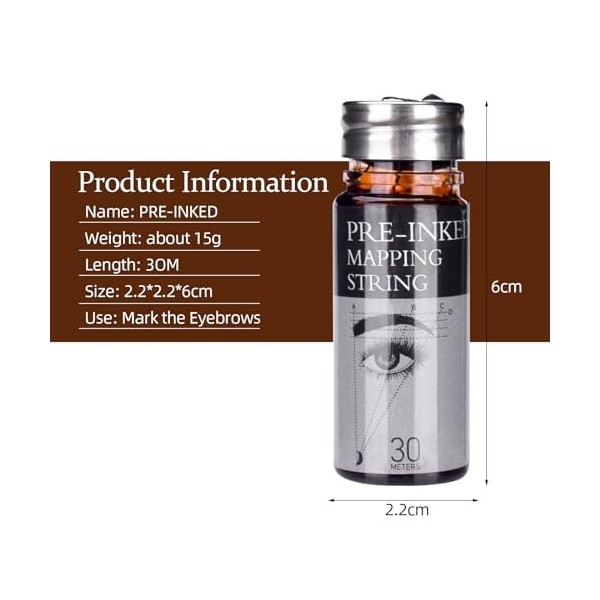 ATOMUS Corde de cartographie des sourcils marron de 30 m pour microblading outils de mesure de beauté Maquillage des sourcils