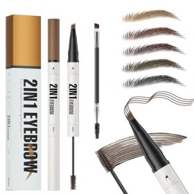 Crayon à sourcils liquide 2 en 1, 3D Crayon à sourcils Microblading et gel pour sourcils avec embout à 4 fourches, Crayon Sou