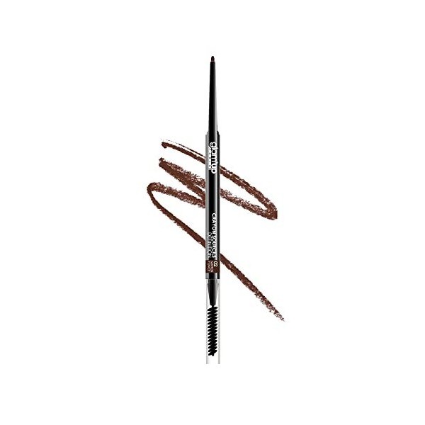 GlamUp Paris - Professional Makeup - Crayon à Sourcils Définition Ultra-Fin Double-Embout avec Pinceau Goupillon et Mine Rét ...
