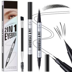 Crayon à Sourcils 3D Imperméable, Magique Crayon Sourcil Microblading avec 2 Pointes Fourchues, Crayon à Sourcils à Double Ex