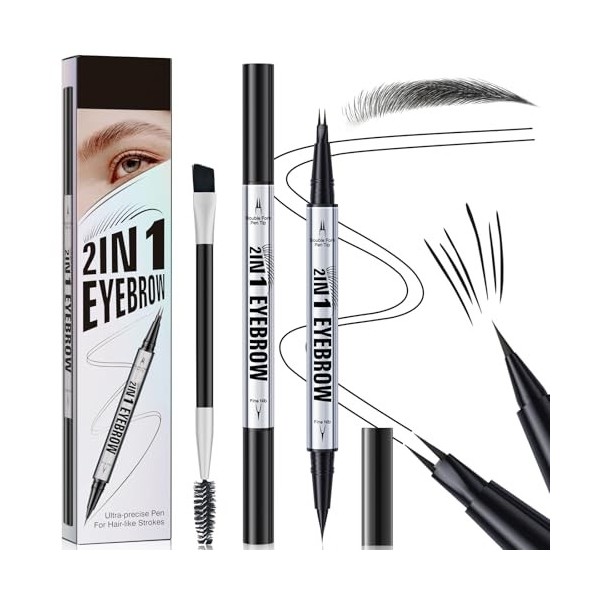 Crayon à Sourcils 3D Imperméable, Magique Crayon Sourcil Microblading avec 2 Pointes Fourchues, Crayon à Sourcils à Double Ex