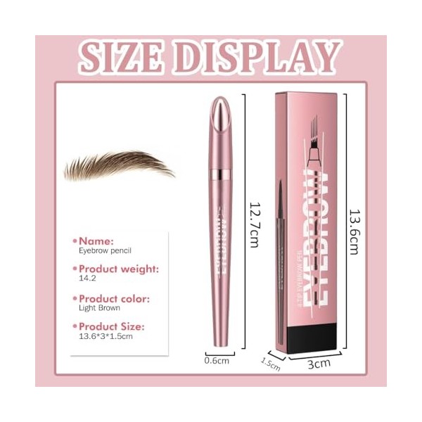 Crayon à sourcils magique avec 4 pointes microfourchues, 3D Magique Crayon Sourcil Waterproof imperméable, et résistant aux t