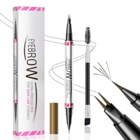 Crayon à Sourcils 3D Microblading, Crayon à Sourcils Liquide 2 en 1 à Double Extrémité avec 2 Pointes de Fourchette, Stylo à 