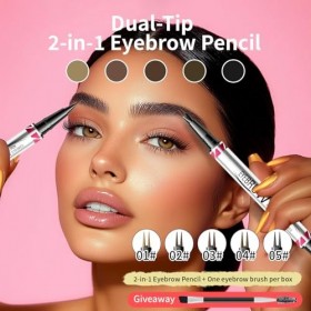 Crayon à Sourcils 3D Microblading, Crayon à Sourcils Liquide 2 en 1 à Double Extrémité avec 2 Pointes de Fourchette, Stylo à 