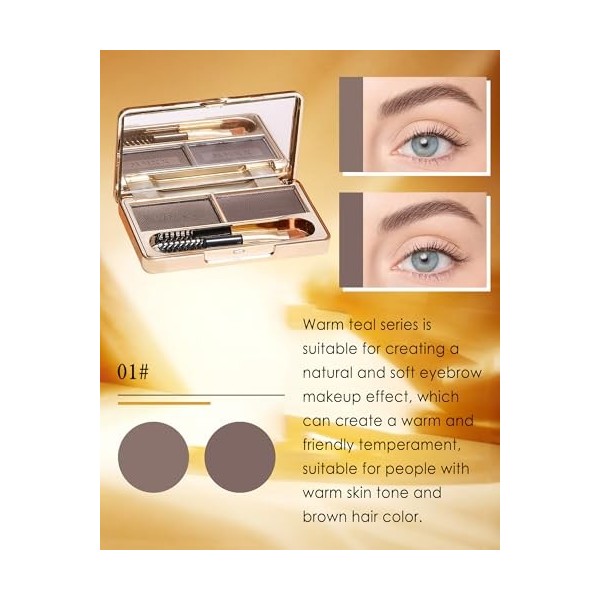Eyebrow Powder Kit Waterproof,2 Couleurs Eyebrow Powder Palette,à Sourcils Longue Tenue Sourcil Maquillage Poudre Palette a S