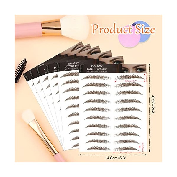 MWOOT 6 Feuilles Autocollants de Sourcils 4D Patch,Eyebrow Tattoos Stickers Autocollant Bionique pour Sourcils,Faux Sourcils ...