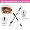 Boobeen Kit Stylo Sourcils Microblading, Stylo Liquide Double Face 2-en-1, 2 Embouts Micro-Fourchettes et Pinceau de Précisio