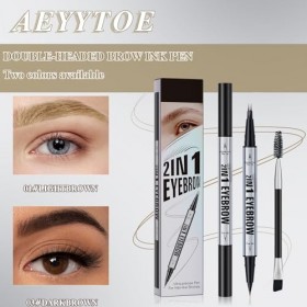 Crayon à sourcils liquide 2 en 1, Stylo à sourcils double pointe, 3D Crayon à sourcils liquide longue tenue, Cosmétique pour 