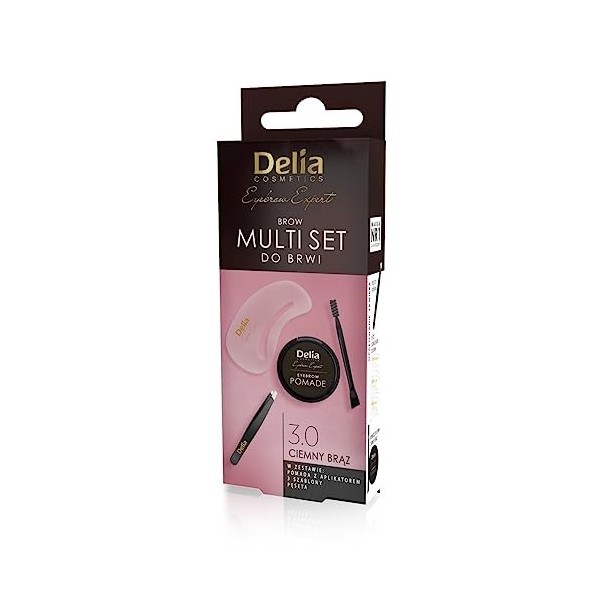 Delia Cosmetics - Multiset de sourcils - Marron foncé - Pince à épiler - Pommade à sourcils - Pochoirs - Forme des sourcils -