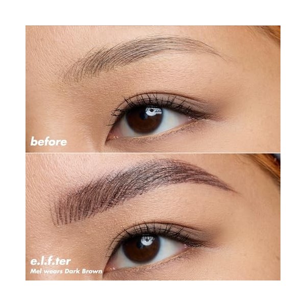 e.l.f. Holy Strokes Micro-Fine Brow Pen, pour un look naturel, crayon à sourcils longue durée, imperméable et résistant aux t