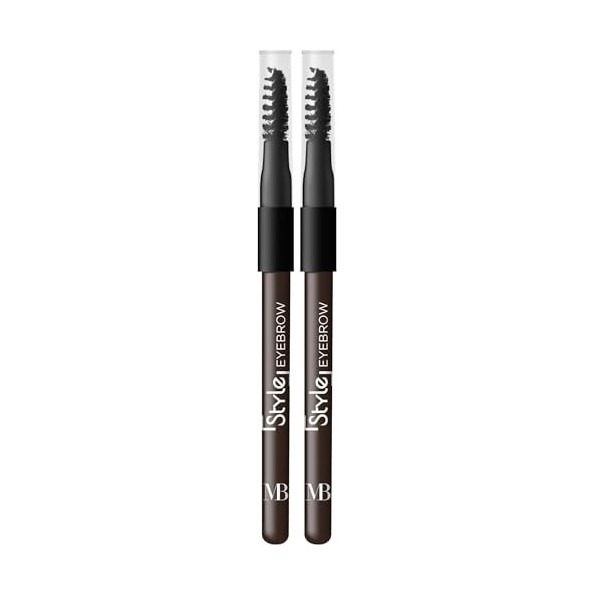 MB Milano - Crayon Sourcils - Double Embout Crayon + Brosse - DARK BROWN - Définit les Sourcils - Made in Italy Lot de 2 