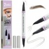 2CHILL Crayon à Sourcils Incurvé à 30 °, 2 en 1 Eyebrow Pen, Imperméables Avec 2 Conseils, Cosmétique Microbladants Vifs pour