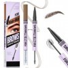 UroClysmic Crayon à Sourcil 2 en 1 Microblading Waterproof avec 4 Micro-pointes de Fourchette, Effet Poils Naturels 3D, Maqui