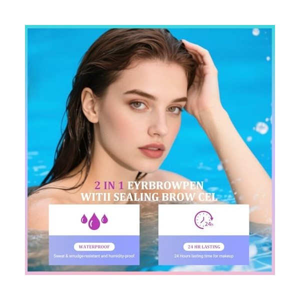 UroClysmic Crayon à Sourcil 2 en 1 Microblading Waterproof avec 4 Micro-pointes de Fourchette, Effet Poils Naturels 3D, Maqui