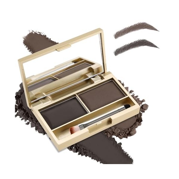 Boobeen Eyebrow Powder Kit, 2-color Waterproof Eyebrow Palette Makeup to Definer & Filler Brows, Eyebrow Color Powder Shape N