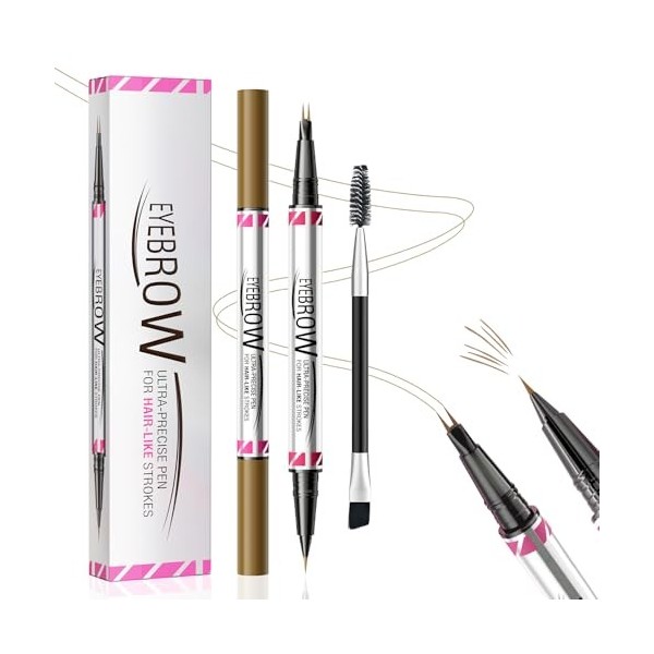 Crayon à sourcils microblading à double extrémité, 2 en 1 eye-liner pour le maquillage, Crayon Sourcil imperméable pour créer...