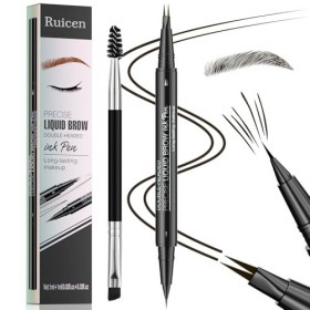 Crayon Sourcil, Crayon Sourcil Waterproof à Double Extrémité avec Micro-Fourchette et Pinceau Précis, Crayon à Sourcils - Pou...