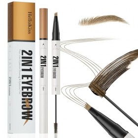 2 En 1 Crayon Sourcils Waterproof+Brosse à Pommade Sourcils,Crayon à Sourcils Liquide, Imperméable and Longue Durée Eyebrow P