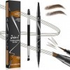 Crayon Sourcil Waterproof, Crayon Sourcil Double Extrémité avec Micro-Fourchette et Pinceau Précis - Pour des sourcils nature