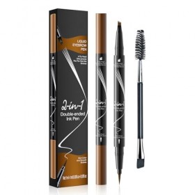 Crayon à sourcils imperméable, crayon à sourcils microblading à double extrémité 2 en 1 avec brosse à sourcils, eye-liner pou