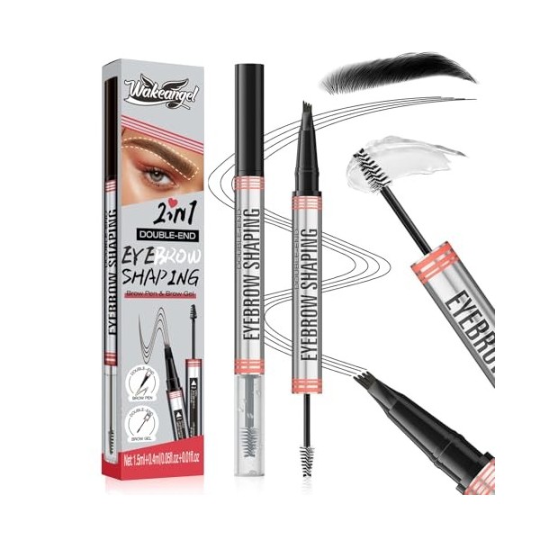 Crayon à Sourcil Magique 3D Waterproof, Micro Brow Pencil Avec 4 Pointes de Fourchette, Crayon Microblading Sourcil pour Sour