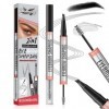 Crayon à Sourcil Magique 3D Waterproof, Micro Brow Pencil Avec 4 Pointes de Fourchette, Crayon Microblading Sourcil pour Sour