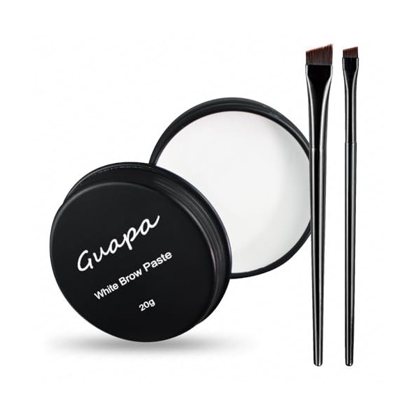 Lot de 2 pinceaux à sourcils blancs - Pâte de contour pour sourcils et lèvres - Aide au positionnement - Kit de 2 pinceaux à