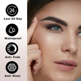 Crayon à Sourcils avec 4 conseils Imperméable à leau & Longue Durée Tattoo Brow, 3D Eyebrow Pencil, Crayon à sourcils à 4 po