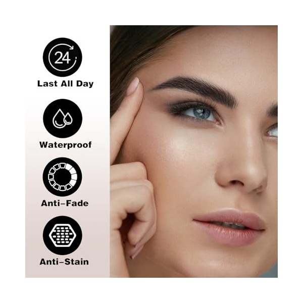 Crayon à Sourcils avec 4 conseils Imperméable à leau & Longue Durée Tattoo Brow, 3D Eyebrow Pencil, Crayon à sourcils à 4 po