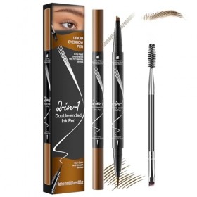 iwontalersy 2 pièces Crayon À Sourcils Double Embout 2 En 1,Crayon À Sourcils À 4 Pointes Microfourchues,Étanche À Leau,Bros
